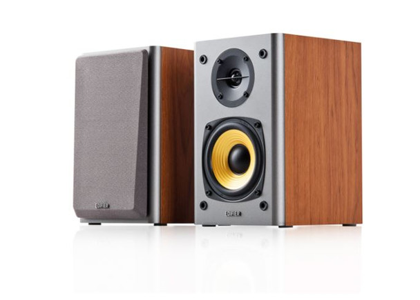 EDIFIER R1000T4 Ultra-Stylish Active Bookself Speaker - Uncompromising Sound Quality for Home Entertainment Theatre - 4inch Bass Driver Speakers BROWN