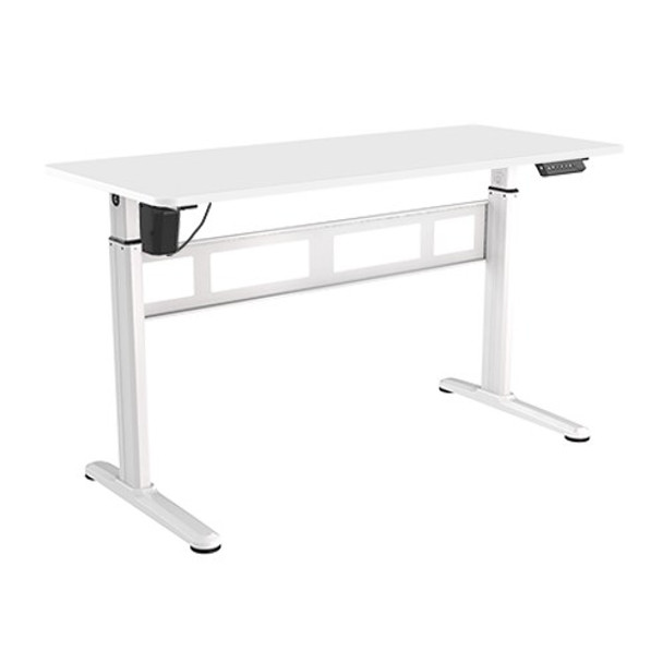 BRATECK Stylish Single-Motor Sit- Stand Desk White 1400x600x7401200mm