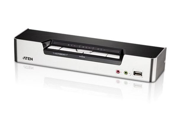 ATEN Desktop KVMP Switch 4 Port Single Display HDMI w/ Dolby HD audio, 4x Custom KVM Cables Included, 2x USB Port, Selection Via Front Panel