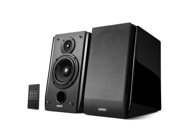 EDIFIER R1850DB Active 2.0 Bookshelf Speakers - Includes Bluetooth, Optical Inputs, Subwoofer Supported, Built-in Amplifier, Wireless Remote BLACKWOOD