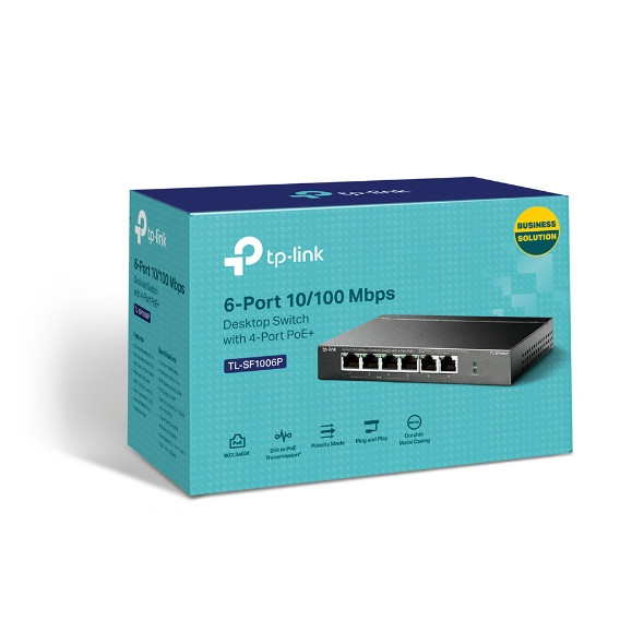 TP-LINK TL-SF1006P 6-Port 10/100Mbps Desktop Switch with 4-Port PoE+ - L-NWTL-SF1006P shop at AUSTiC 3D Shop