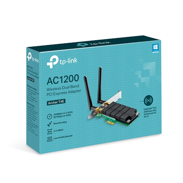 TP-Link Archer T4E AC1200 Wireless Dual Band PCIe Adapter, 867Mbps @ 5Ghz, 300Mbps @ 2.4Ghz