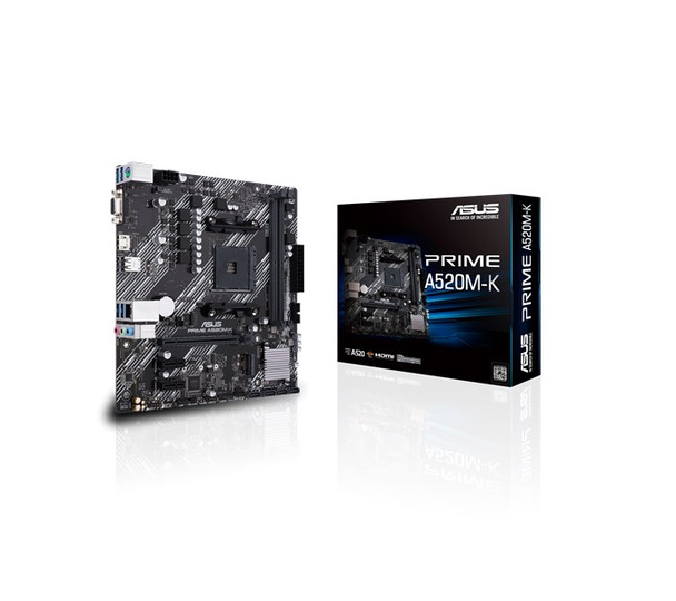 ASUS PRIME A520M-K N Micro ATX Motherboard with M.2 support, 1 Gb Ethernet, HDMI/D-Sub, SATA 6 Gbps, USB 3.2 Gen 1 Type-A