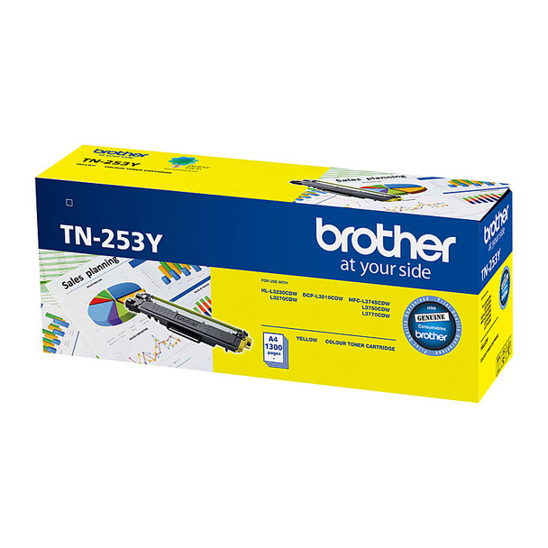 Brother TN-253Y Yellow Toner Cartridge to Suit - HL-3230CDW/3270CDW/DCP-L3015CDW/MFC-L3745CDW/L3750CDW/L3770CDW 1,300 Pages