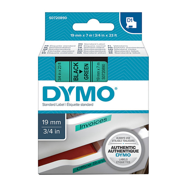 DYMO Black on Grn 19mmx7m Tape