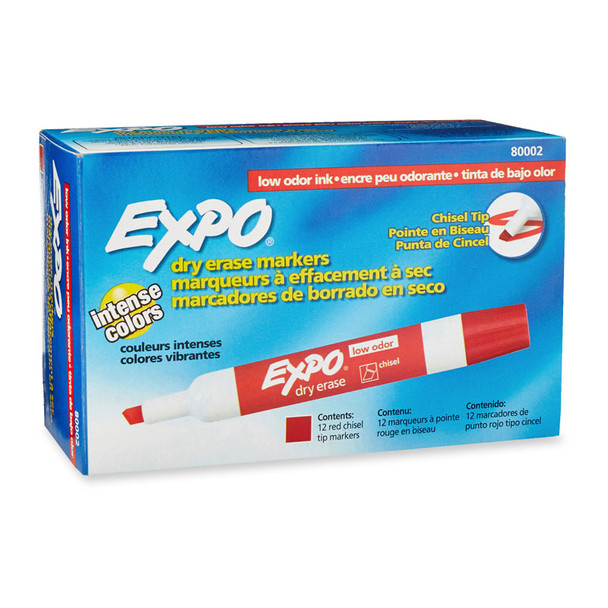 EXPO W/B Marker Chsl Red Bx12