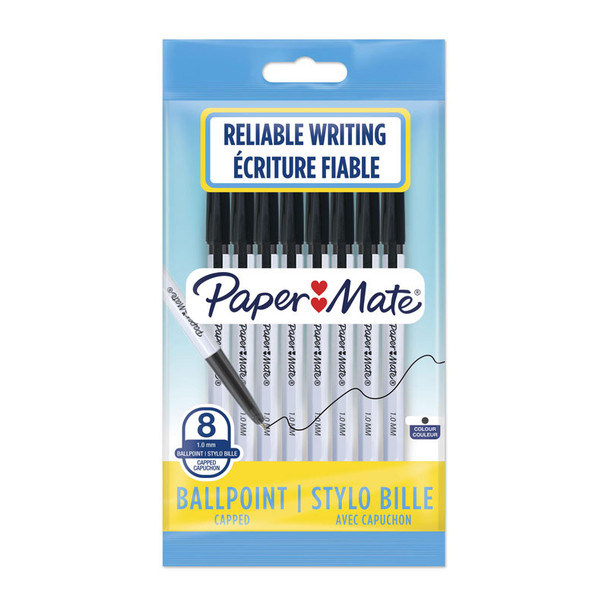 PAPER MATE 045 1.0mm BP Pen Black Pk8