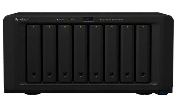 SYNOLOGY DiskStation DS1821+ 8 Bay NAS AMD Ryzen V1500B 4-core 2.2 GHz 4 GB DDR4 ECC SODIMM 4xUSB3.2 2x eSATA 4xRJ-45 1GbE LAN Scalable.3 year Wty
