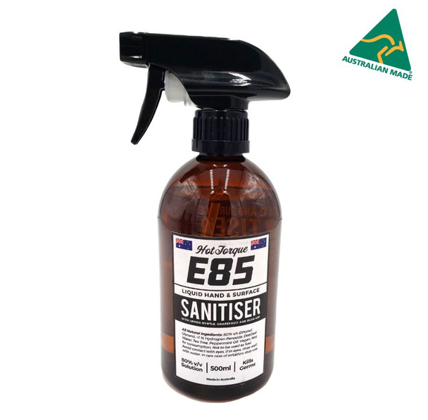 OTHER E85 Hand & Surface Sanitiser 500ml, 80% Ethanol, 100% Australian Made, WHO & TGA Standard, Natural Ingredients, Tea Tree & Peppermint Oil