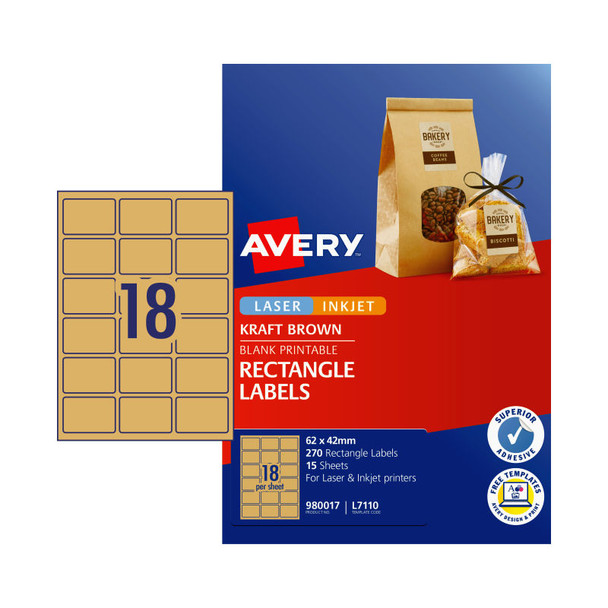 AVERY Label Rect Brn L7110 Pack of 270 - D-AV980017 shop at AUSTiC 3D Shop