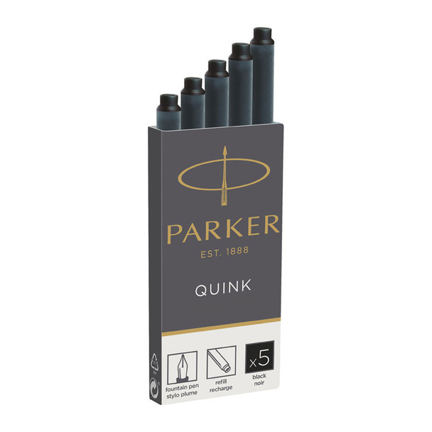 PARKER Quink Long Cartridges - Black - D-PAR1950402 shop at AUSTiC 3D Shop