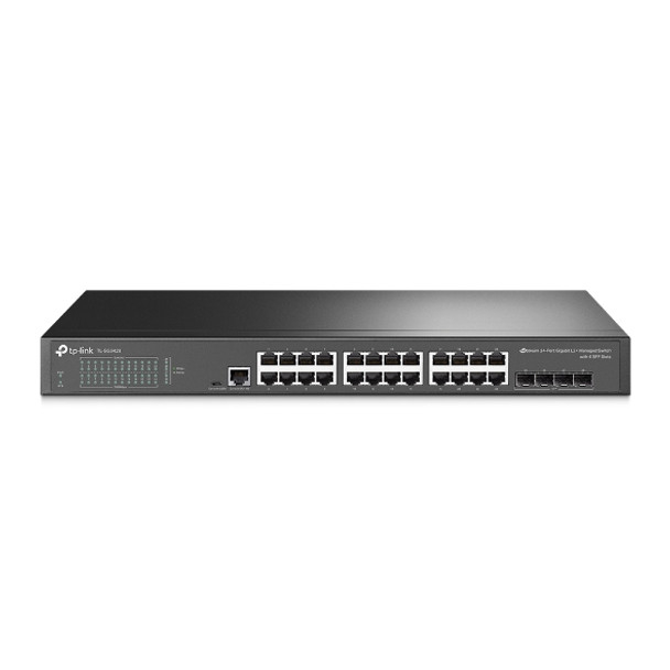 TP-LINK TL-SG3428 JetStream 24-Port Gigabit L2 Managed Switch with 4 SFP Slots IGMP Snooping QoS Rack Mountable Fanless, Support Omada Controller