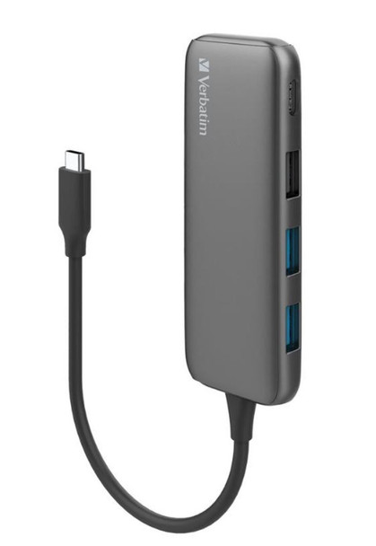 VERBATIM USB-C Hub with 2x USB 3.0, 1x USB 2.0 & 1x USB C port - Space Grey - L-USV-66603 shop at AUSTiC 3D Shop