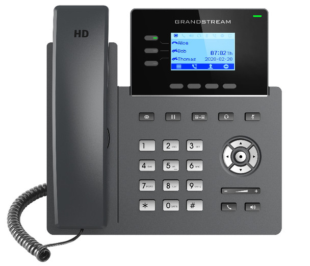 GRANDSTREAM GRP2603P 3 Line IP Phone, 6 SIP Accounts, 132x48 Backlit Screen, HD Audio, Powerable Via POE