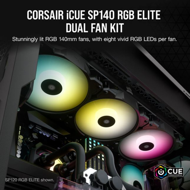 CORSAIR SP140 RGB ELITE, 140mm RGB LED Fan with AirGuide, Dual Pack with Lighting Node CORE - L-CFCO-SP140RGBEL2P shop at AUSTiC 3D Shop