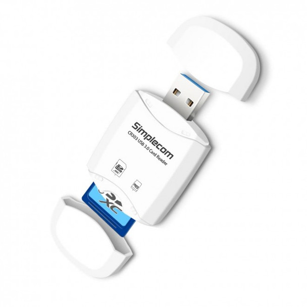 SIMPLECOM CR303 2 Slot SuperSpeed USB 3.0 Card Reader with Dual Caps -White - L-USSI-CR303-W shop at AUSTiC 3D Shop