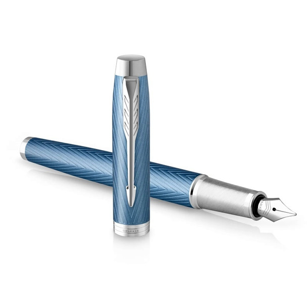 PARKER IM Premium Fountain Pen - Blue Grey Chrome Trim - D-PAR2143654 shop at AUSTiC 3D Shop
