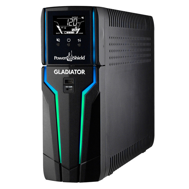 POWERSHIELD Gladiator 1500VA 900w Gaming UPS, Real Time CPU Temp, Speed, Load, 2 x USB Charging Ports, Replaceable Battery, Pure Sinewave, RGB Lights - L-UPPS-PSGL1500 shop at AUSTiC 3D Shop