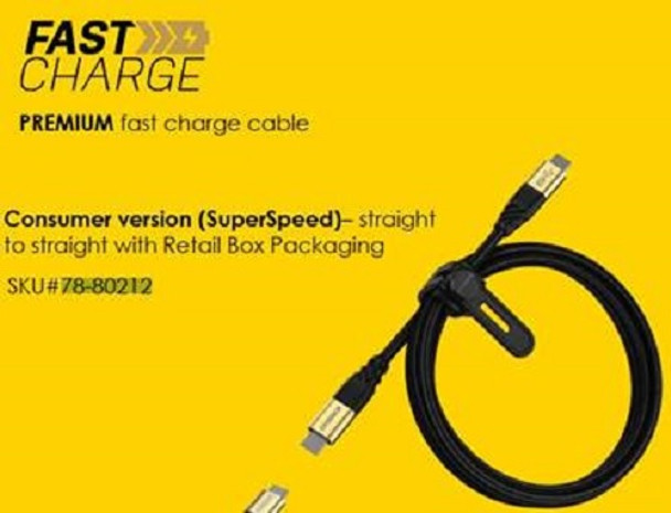 OTTERBOX USB 3.2 GEN 1 CABLE STRAIGHT-TO-STRAIGHT BLACK SHIMMER - USB-C TO USB- C, PREMIUM FAST CHARGE CABLE - L-MPAOBUCTC3.2GCBLK shop at AUSTiC 3D Shop
