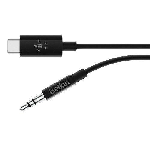 BELKIN RockStar™ 3.5mm Audio Cable with USB-C™ Connector - Black- Play audio from a USB-C iPad or Android device through your car stereo or home sound