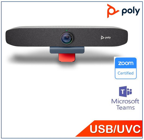 POLYCOM ASIA PACIFIC PTE LTD Studio P15 Personal Video Conference Bar, 4K Resolution, Clear Audio, NoiseBlock AI, Acoustic Fence technology, integrated privacy shutter