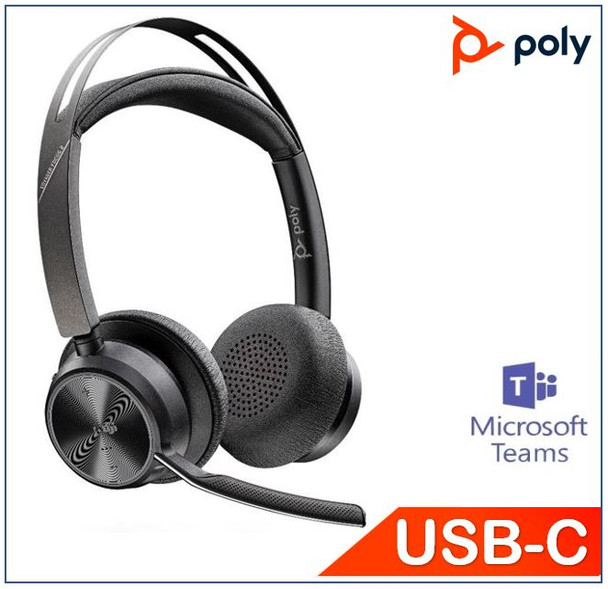 POLYCOM ASIA PACIFIC PTE LTD Voyager Focus 2 UC Headset , Teams, USB-C, No Stand, Active Noise Canceling, Acoustic Fence, Stereo Sound, Dynamic Mute Alert