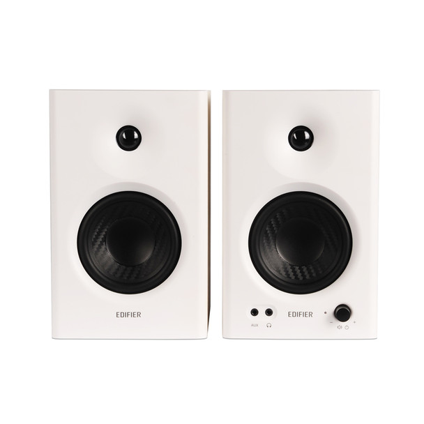 EDIFIER MR4 Studio Monitor - Smooth Frequency, 1' Silk Dome Tweeter, 4' Diaphragm Woofer, Wooden, RCA TRS, AUX, Ideal for Content Creators - White - L-SPE-MR4-WHITE shop at AUSTiC 3D Shop