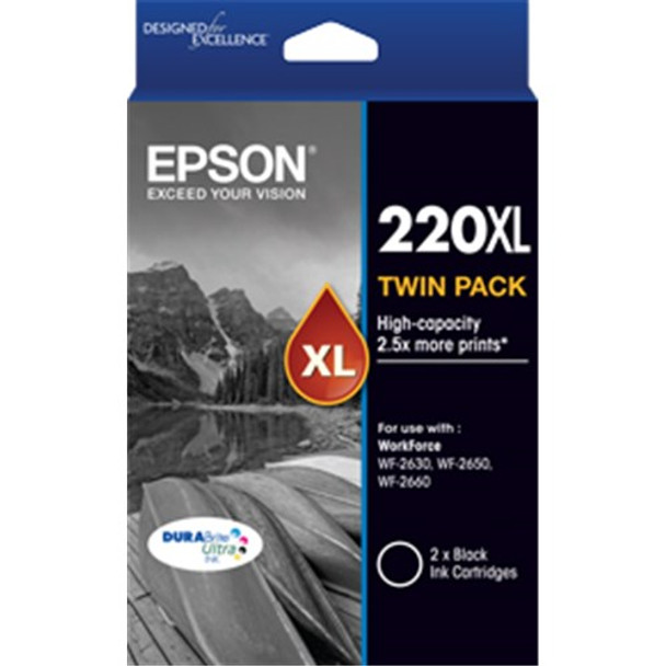 EPSON EPSON 220XL HIGH CAP BLK TWIN PACK FOR WF-2630 WF-2650 & WF-2660