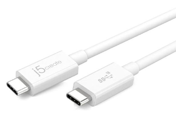 J5create JUCX01 USB-C 3.1 to USB-C 70cm Coaxial cable (Speeds up to 10 Gbps SuperSpeed+ &amp; 20V/5A (100W) power delivery)