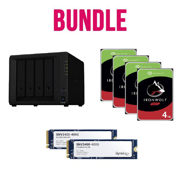 Synology Ultima Bundle - DS920+ x 1 NAS +  Seagate Ironwolf 4TB HDDs x 4 + Synology SSD SNV3400-400G x 2