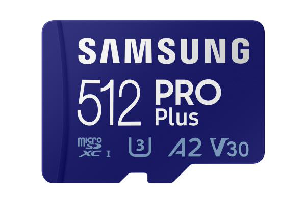 Samsung 512GB PRO Plus Micro SD/w Adapter, UHS-1 SDR104, Class 10, Grade 3 (U3), Read/Write Up to 160MB/s/120MB/s, 10 Years Limited Warranty