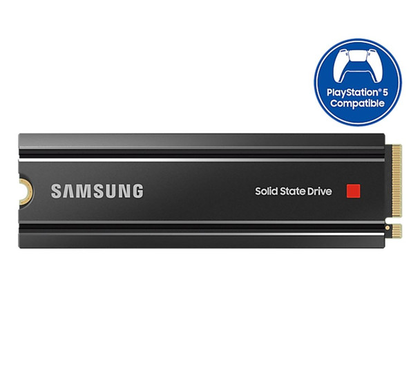SAMSUNG 980 Pro 1TB NVMe SSD with Heatsink 7000MB/s 5000MB/s R/W 1000K/1000K IOPS 600TBW 1.5M Hrs MTBF M.2 2280 PCIe 4.0 Gen4 3-bit MLC V-NAND 5yrs