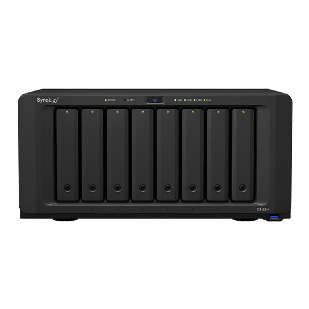 Synology DiskStation DS1821+ 8-Bay 3.5&quot; Diskless 4xGbE NAS (Tower) , AMD Ryzen Quad Core 2.2GHz,4GB RAM,4xUSB3.2, 2x eSATA, Scalable.3 year Wty