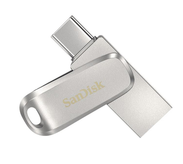 SANDISK 256GB Ultra Dual Drive Luxe USB-C & USB-A Flash Drive Memory Stick 150MB/s USB3.1 Type-C Swivel for Android Smartphones Tablets Macs PCs