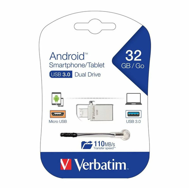 VERBATIM Store'n'Go OTG Micro USB 3.0 Drive 64GB Dual USB 3.0 and Micro-USB Interface