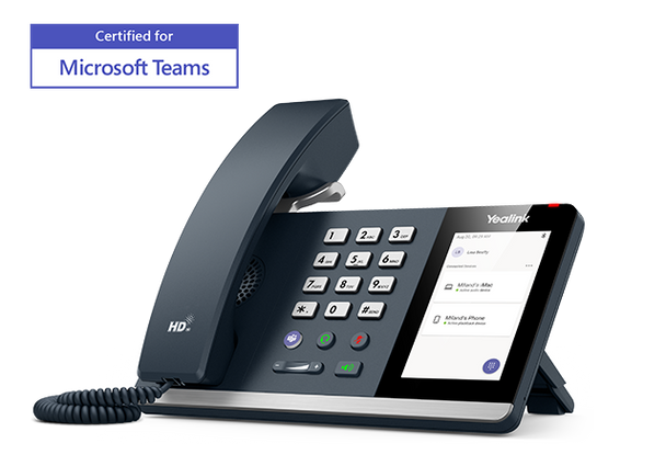 YEALINK MP50 Microsoft Teams USB Phone, 4' Colour Touch Screen, HD Audio, 3-Port USB Hub, PSU Included