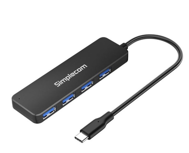 SIMPLECOM CH340 Compact USB-C to 4 Port USB-A Hub USB 3.2 Gen1