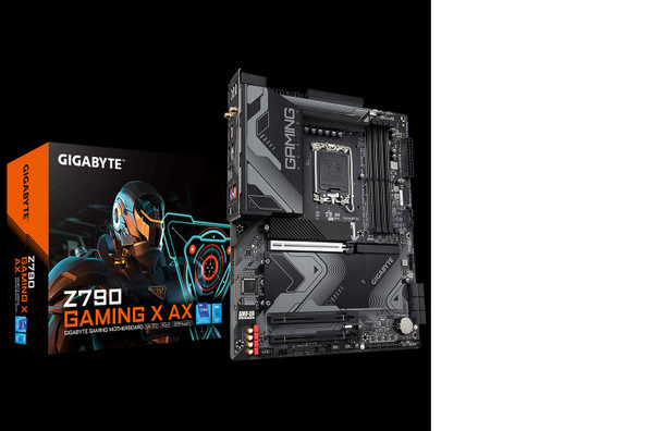 GIGABYTE Z790 GAMING X AX Intel LGA 1700 ATX Motherboard, 4x DDR5 ~128GB, 3x PCI-E x16, 3x M.2, 6x SATA, 5x USB 3.2, 1x USB-C, 6x USB 2.0