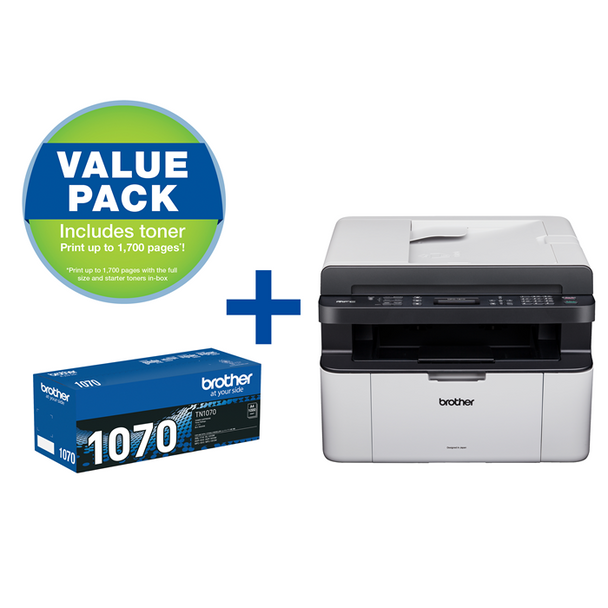 BROTHER MFC-1810 Mono Laster Printer + 1070 Toner Bundle | Print, Scan, Copy, FAX, and ADF