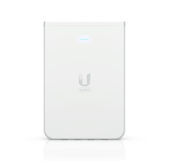 UBIQUITI UniFi Wi-Fi 6 In-Wall Wall-mounted WiFi 6 access point with a built-in PoE switch.