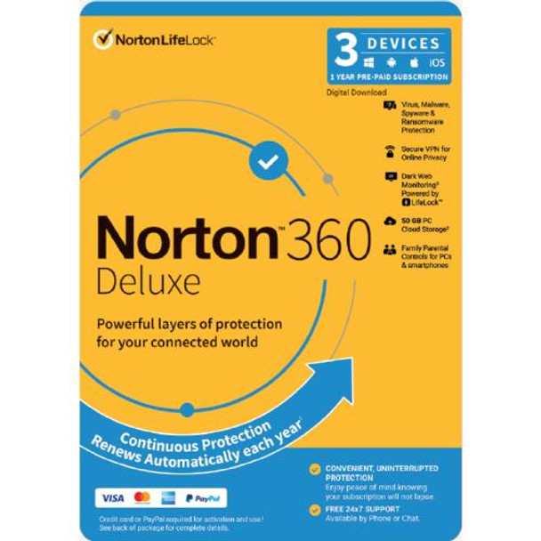 NORTON 360 Deluxe Empower 50GB AU 1 User 3 Device