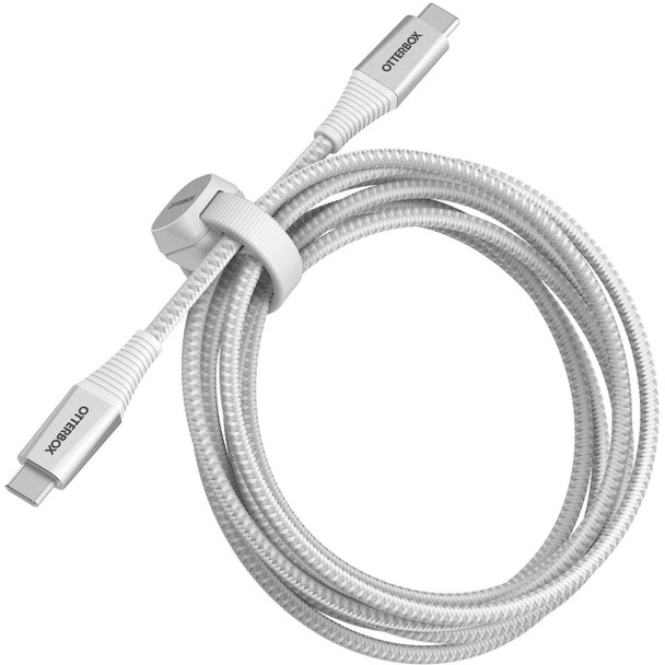  OTTERBOX USB-C to USB-C Cable (2M) - Premium Pro Fast Charge - Ghostly Past (White) (78-80889), USB-IF Certified, 480 Mbps Data Transfer Rate, Rugged 
