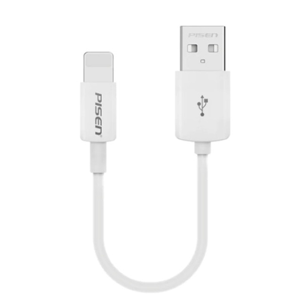 PISEN Lightning to USB-A Cable (0.2M) - White (6940735445469), Support Both Fast Charging and Data Cable, Stretch-Resistant, Lightweight