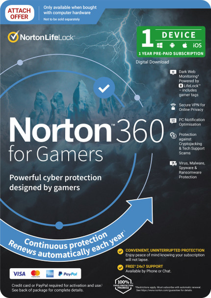 NORTON 360 For Gamers Empower 50GB AU 1 User 1 Device OEM