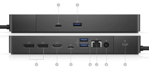 MISC Dell WD19TBS 4k ThunderBolt 3 Docking Station USB 3.1 G1 (3), DisplayPort 1.4 (2), HDMI (1), USB C 3.1 G2 (2), USB C (1), RJ45 (1) 90w PD 