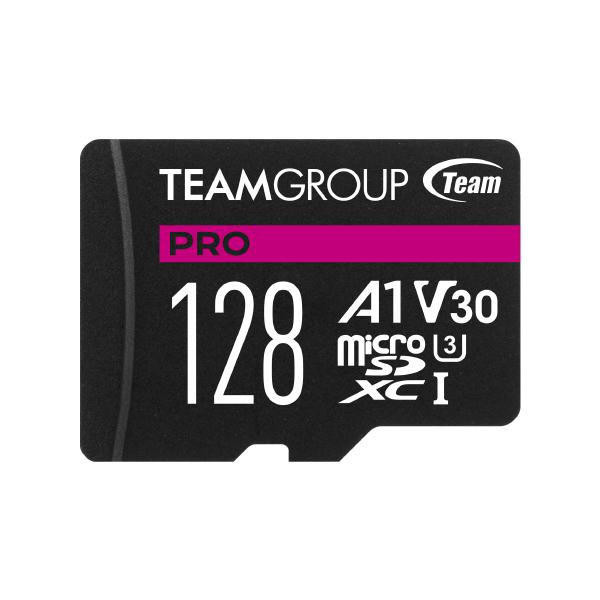 TEAM Team Group PRO V30  MicroSDXC Memory Card 128GB, R/W (Max) 100MB/s 90MB/s, 1500/500 IOPs, V30, UHS-I U3 With SD Adapter 