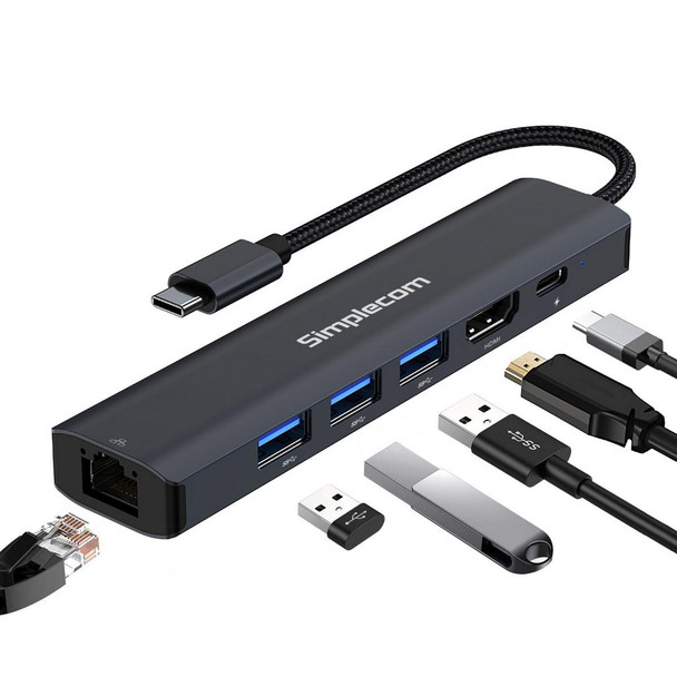  SIMPLECOM CHN560 USB-C SuperSpeed 6-in-1 Multiport Adapter Docking Station 