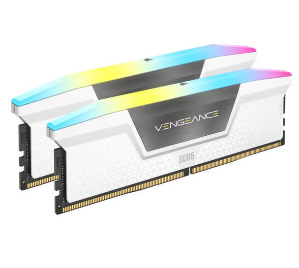 CORSAIR Vengeance RGB 64GB (2x32GB) DDR5 UDIMM 5200MHz C40 1.25V Desktop Gaming White