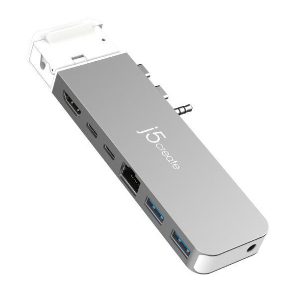 J5CREATE J5create JCD395 4K60 Pro USB4 Hub with MagSafe Kit - Designed for MacBook Pro 2021  2022 (USB-C to HDMI, 1x USB-C, 1xUSB-A, RJ45, 3.5mm AUX) 40Gbps
