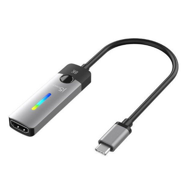 J5CREATE J5create JCA157 USB-C to HDMI 2.1 8K Adapter - Windows  macOS  Chrome OS Compatible - RGB light indicator for gaming setups (10cm)